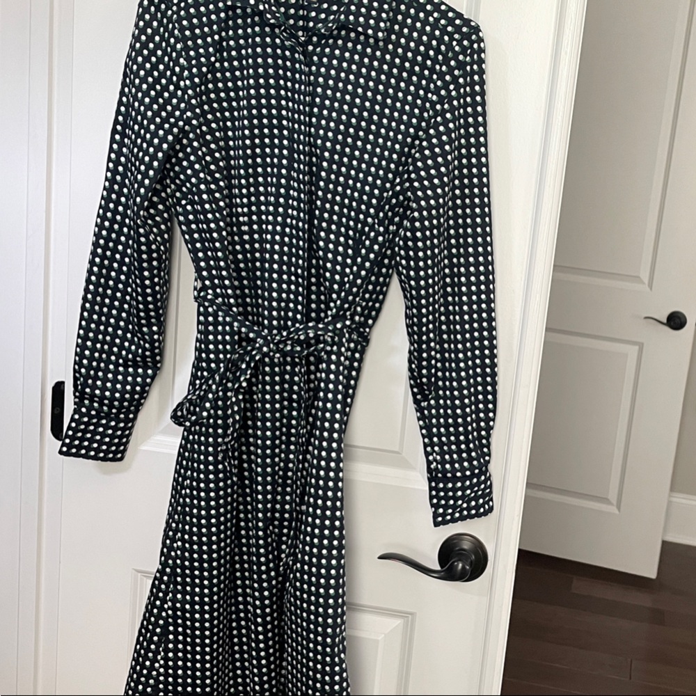 Brooks Brothers Polka Dot Tie-Waist - Navy, Green & White Dress